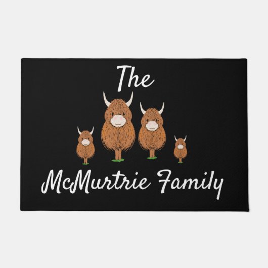 ハイランドパーソナライズされたカウファミリードアマット ドアマット (正面)