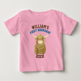 ハイランドパーソナライズされたカウファーストホグマネー ベビーTシャツ