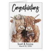 ハイランドパーソナライズされた牛の結婚おめでとう (正面)