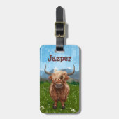 ハイランドパーソナライズされた牛の荷札 ラゲッジタグ (正面縦)