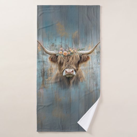 ハイランドファームハウスウェスタン納屋周囲の庭フラワークラウン バスタオルセット (バスタオル)