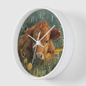 ハイランドベビー牛 壁時計 (傾斜)