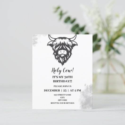ハイランドホーリーカウズおもしろいバースデーパーティ招待状 (スタンド正面)