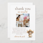 ハイランドホーリーカウフォトベビーシャワーサンキューカード 招待状 (正面/裏面)