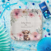 ハイランドホーリー牛フローラ愛らしいベビーガールシャワー ペーパープレート (パーティー)