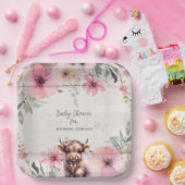 ハイランドホーリー牛フローラ愛らしいベビーガールシャワー ペーパープレート (パーティー)