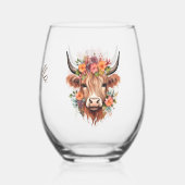 ハイランドモダンカウボーホフラワーズデザイン ステムなしワイングラス (裏面)