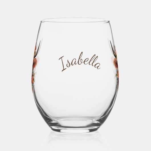 ハイランドモダンカウボーホフラワーズデザイン ステムなしワイングラス (左)