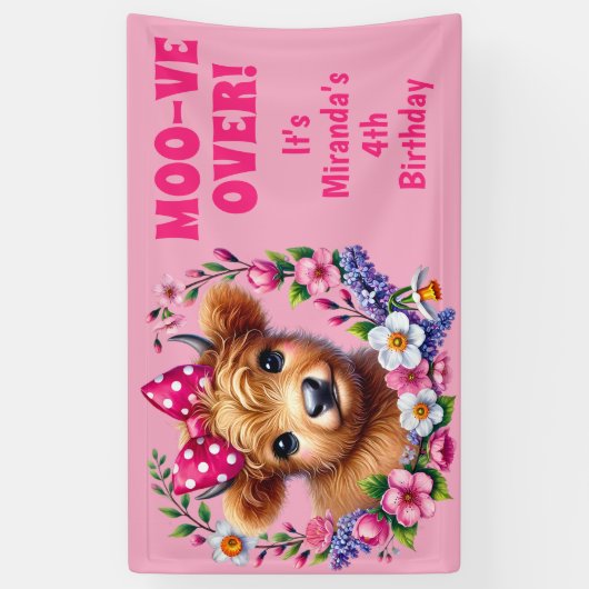 ハイランドモー・カウビーフ4歳の誕生日 横断幕 (縦)