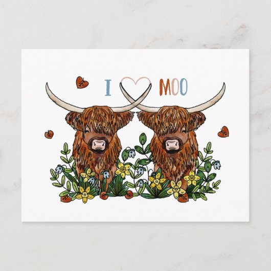ハイランド牛があなたを愛するはがき ポストカード (正面)