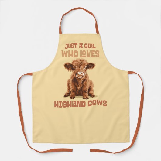 ハイランド牛が大好きな女の子だ エプロン (正面)