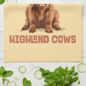 ハイランド牛が大好きな女の子だ キッチンタオル (折り畳み)