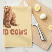 ハイランド牛が大好きな女の子だ キッチンタオル (四つ折り)