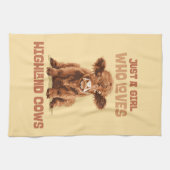 ハイランド牛が大好きな女の子だ キッチンタオル (横)