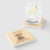 ハイランド牛が大好きな女の子だ ストーンコースター (横)