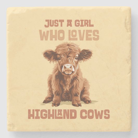 ハイランド牛が大好きな女の子だ ストーンコースター (正面)