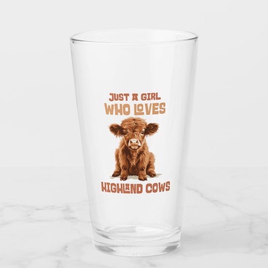 ハイランド牛が大好きな女の子だ タンブラーグラス (正面)