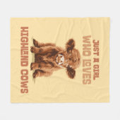 ハイランド牛が大好きな女の子だ フリースブランケット (正面(横))