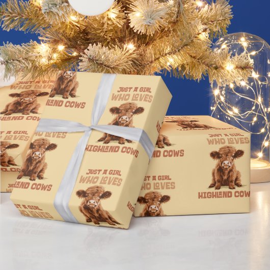 ハイランド牛が大好きな女の子だ ラッピングペーパー (クリスマス)