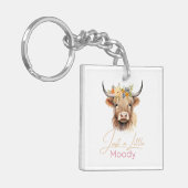 ハイランド牛だけ少しムーディーな花牛のファーム キーホルダー (正面左)