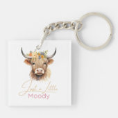ハイランド牛だけ少しムーディーな花牛のファーム キーホルダー (裏面)