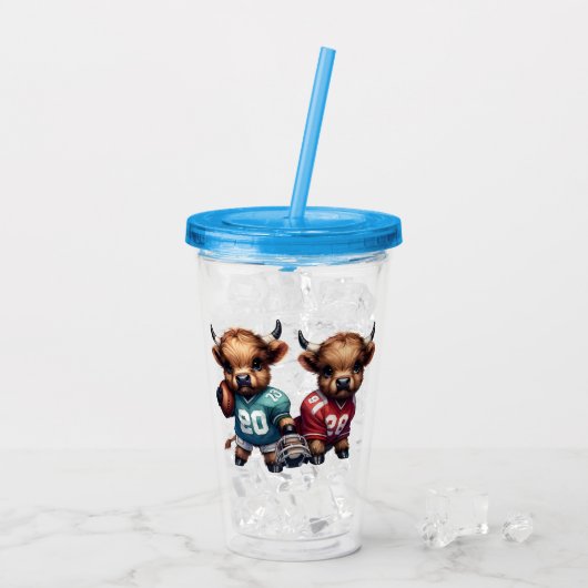 ハイランド牛とサッカー アクリルタンブラー (アイス裏面)