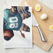 ハイランド牛とサッカー キッチンタオル (四つ折り)