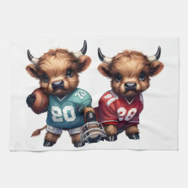 ハイランド牛とサッカー キッチンタオル