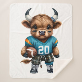 ハイランド牛とサッカー シェルパブランケット