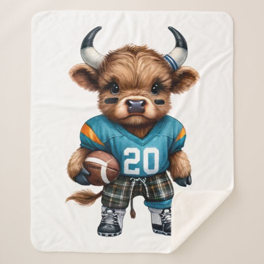 ハイランド牛とサッカー シェルパブランケット (正面)