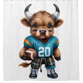 ハイランド牛とサッカー シャワーカーテン