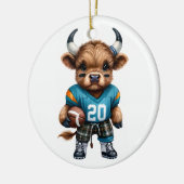 ハイランド牛とサッカー セラミックオーナメント (左)