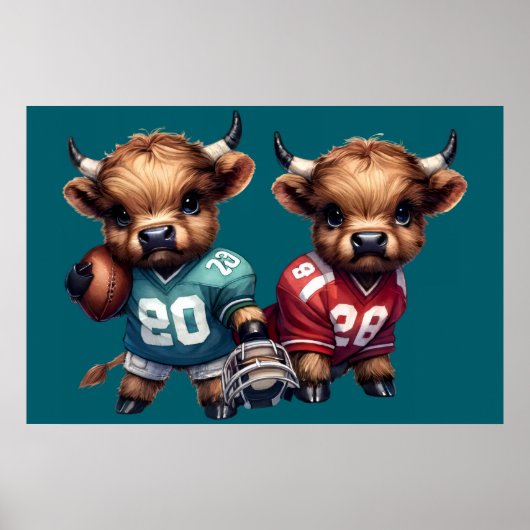 ハイランド牛とサッカー ポスター (正面)