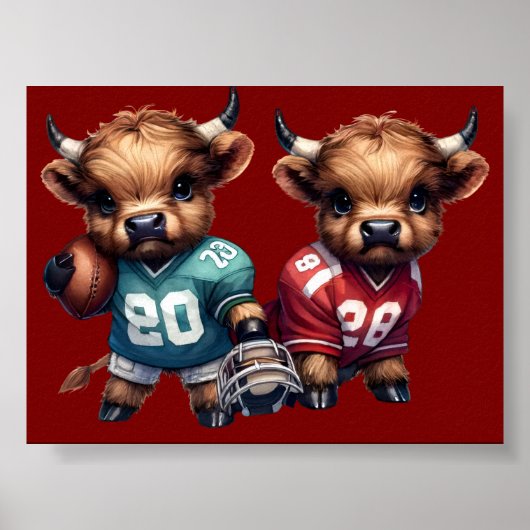 ハイランド牛とサッカー ポスター (正面)