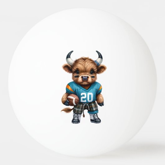 ハイランド牛とサッカー 卓球ボール (正面)