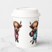 ハイランド牛とサッカー 紙コップ (左)