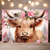 ハイランド牛とピンクローゼスフェスティバルクリスマス シーズンカード