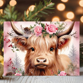 ハイランド牛とピンクローゼスフェスティバルクリスマス シーズンカード