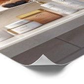 ハイランド牛とピンク美しい製品バスルーム ポスター (角)