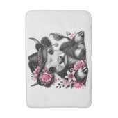 ハイランド牛とフローラ帽子 バスマット (正面縦)