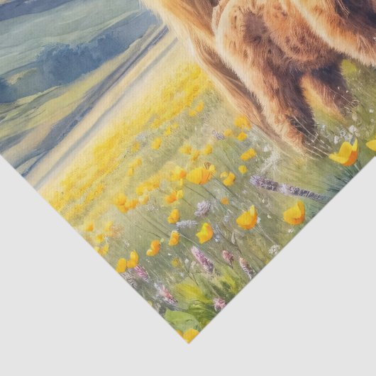 ハイランド牛と子牛バターカップフィールドの切り離し 薄葉紙 (詳細)