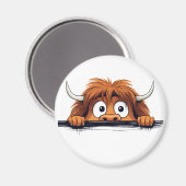 ハイランド牛のぞくかわいい可愛いおもしろい動物 マグネット (正面/裏面)