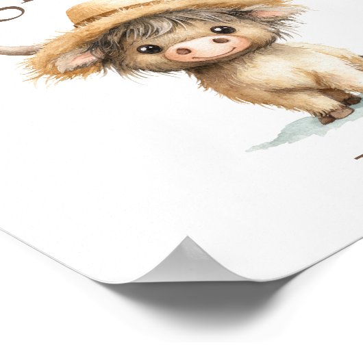 ハイランド牛のカードとギフト赤ちゃんシャワー ポスター (角)