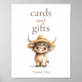 ハイランド牛のカードとギフト赤ちゃんシャワー ポスター (正面)