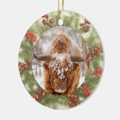 ハイランド牛のクリスマスオーナメント セラミックオーナメント (左)