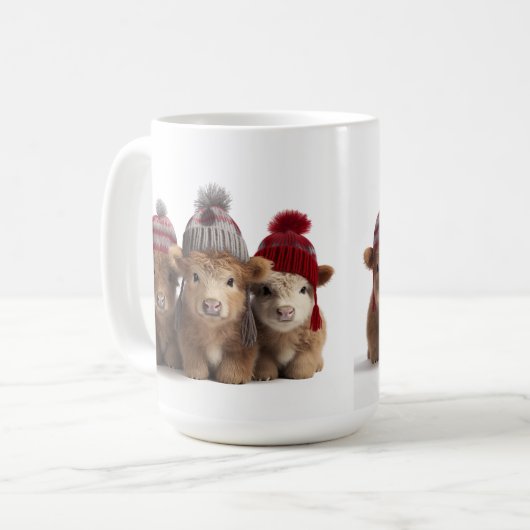 ハイランド牛のクリスマスホリデー コーヒーマグカップ (正面左)