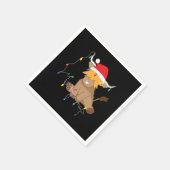 ハイランド牛のクリスマスライト スタンダードカクテルナプキン (角)