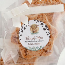 ハイランド牛のシールのラベル誕生日赤ちゃんシャワー ラウンドシール