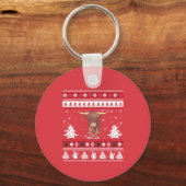 ハイランド牛のダサいクリスマス キーホルダー (正面)