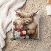 ハイランド牛のテーマクリスマス16 x 16枕 クッション (ブランケット)